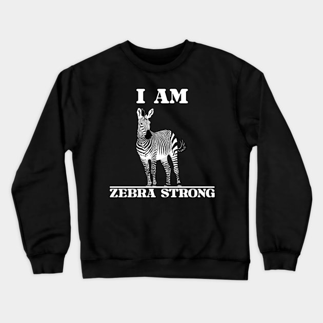 Ehlers Danlos Rare Disease Awareness I Am Zebra Strong Crewneck Sweatshirt by Jesabee Designs